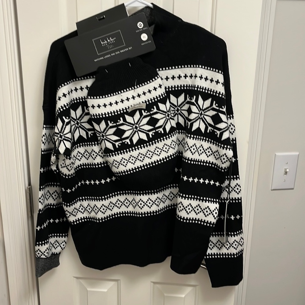 Nicole Miller ladies and dog matching sweaters
